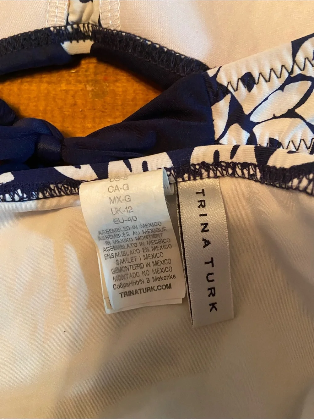 Trina Turk Navy & White Printed Bandeau Bikini Set